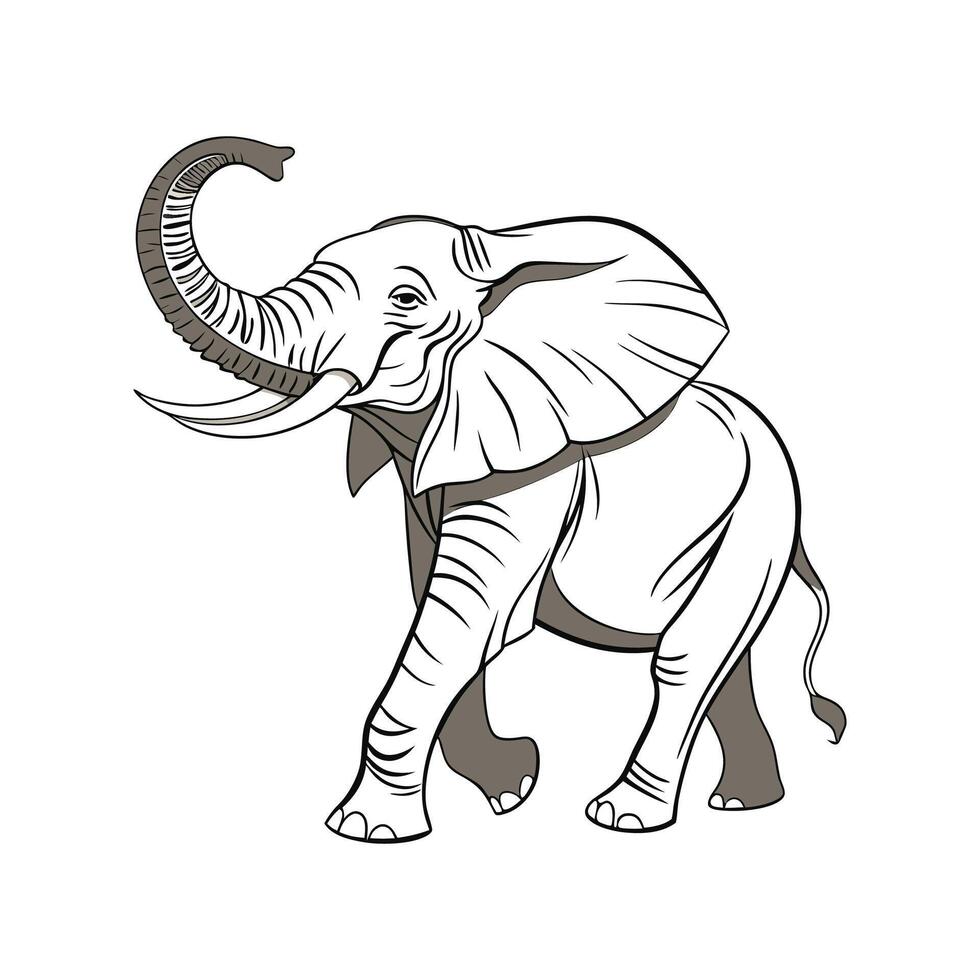 Elegant African Elephant Design on White vector
