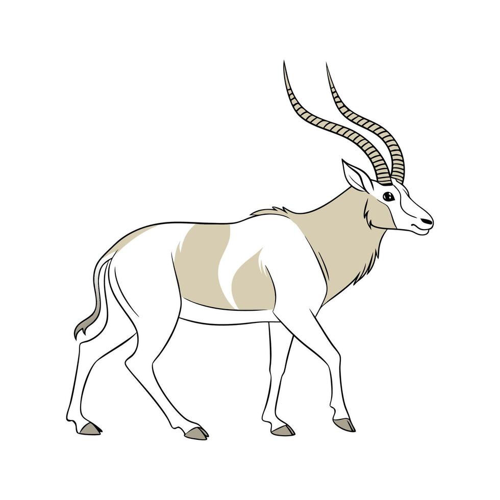 Cute Addax Illustration on White vector