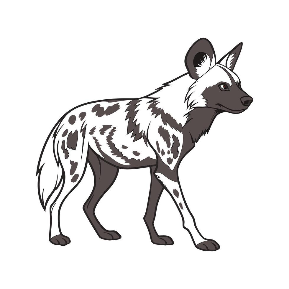 Playful African Wild Dog Illustration vector