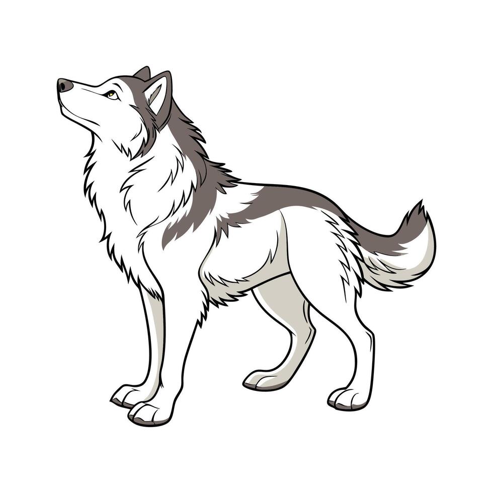 Majestic Alaskan Malamute on White vector