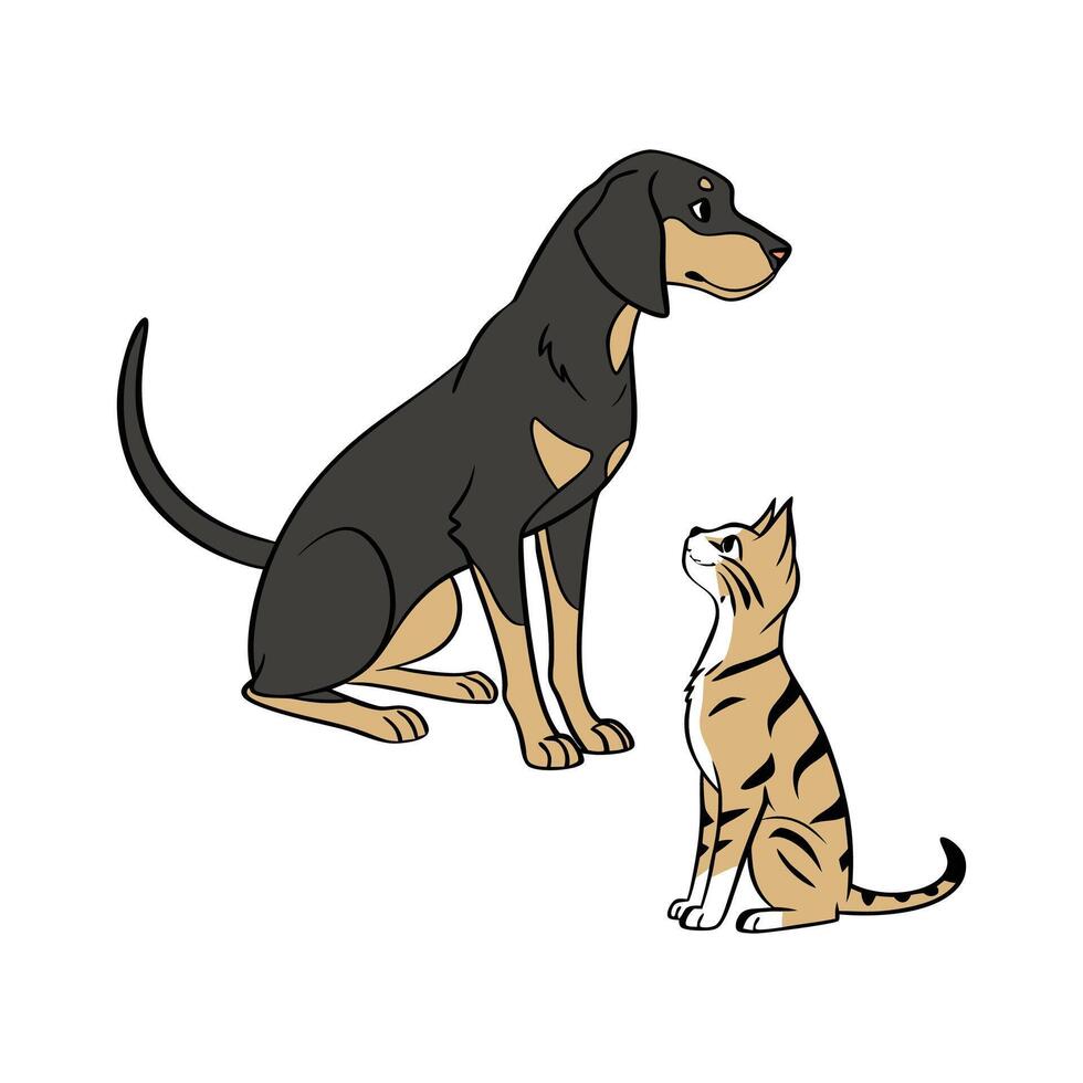 Charming Coonhound and Manx Cat Design vector
