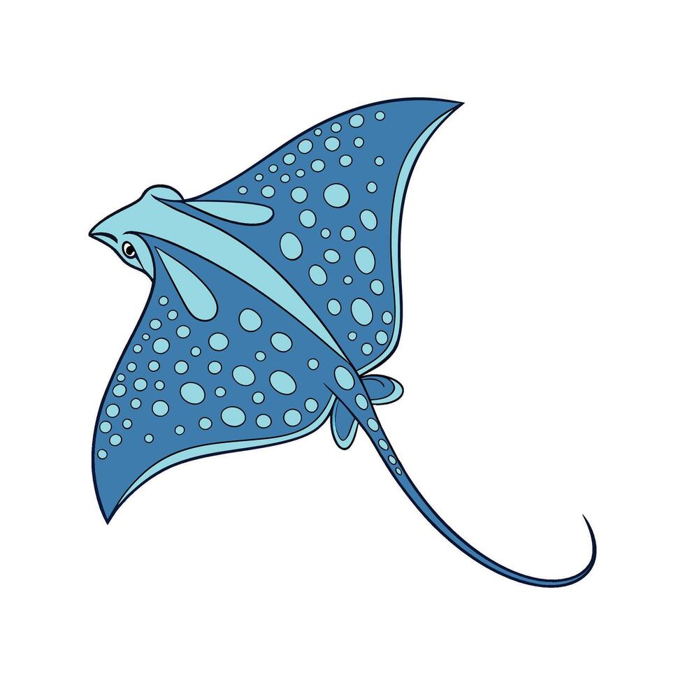 Adorable Blue Spotted Stingray Graphic vector