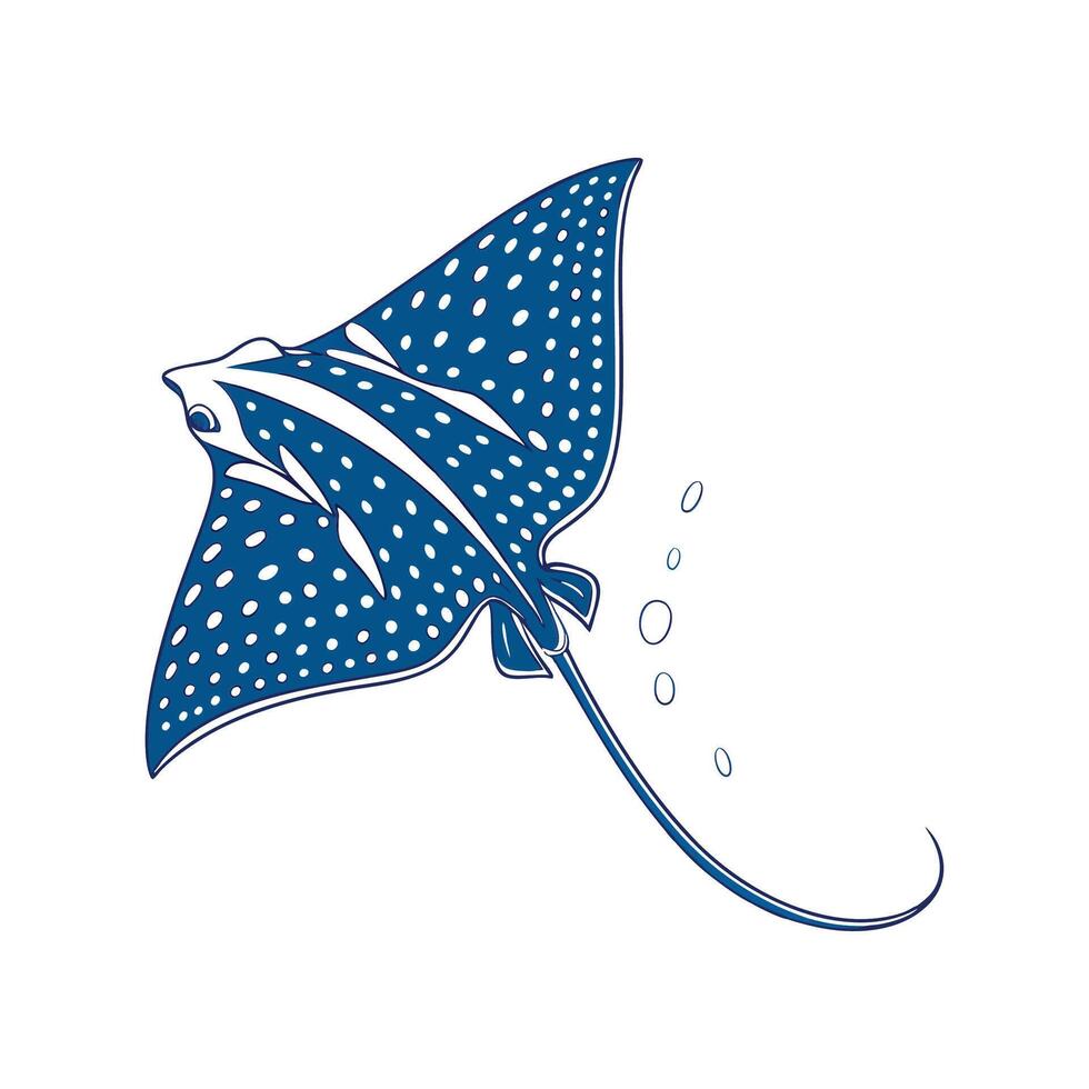 Blue Spotted Stingray on White vector