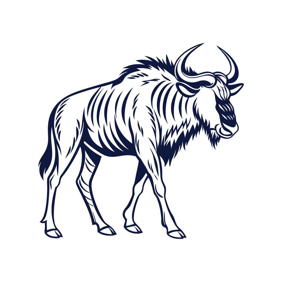 Adorable Blue Wildebeest Graphic vector