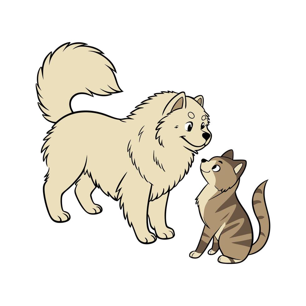Stylish Chow Chow and Manx Cat Illustration vector