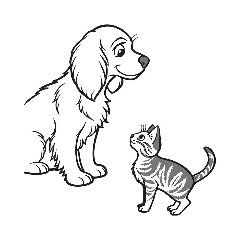 Stylish Cocker Spaniel and Manx Cat Illustration vector