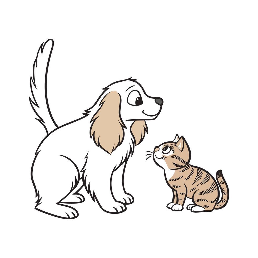 Adorable Cocker Spaniel and Manx Cat Graphic vector