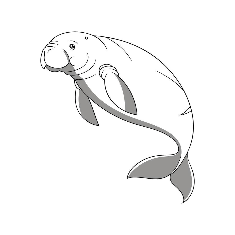 Dugong Posing Elegantly on White Surface vector