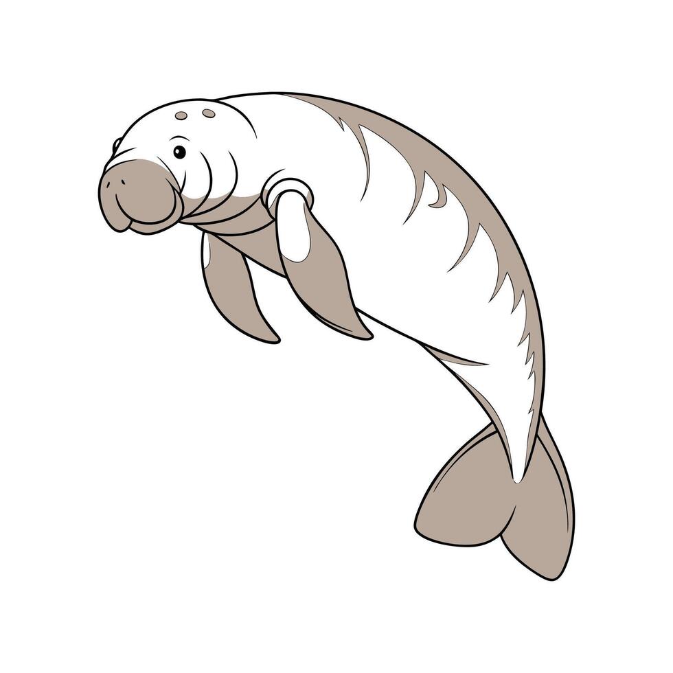 Graceful Dugong on a White Background vector