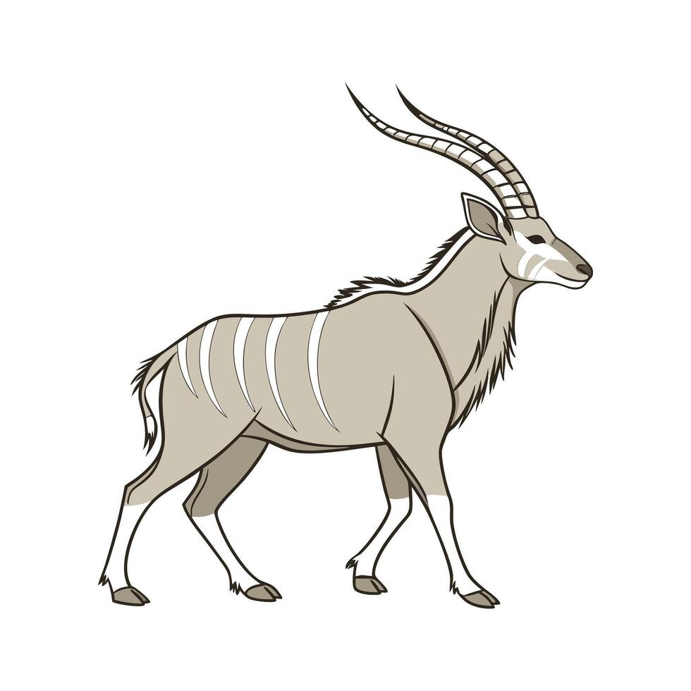 Eland Captured Elegantly on White Background vector