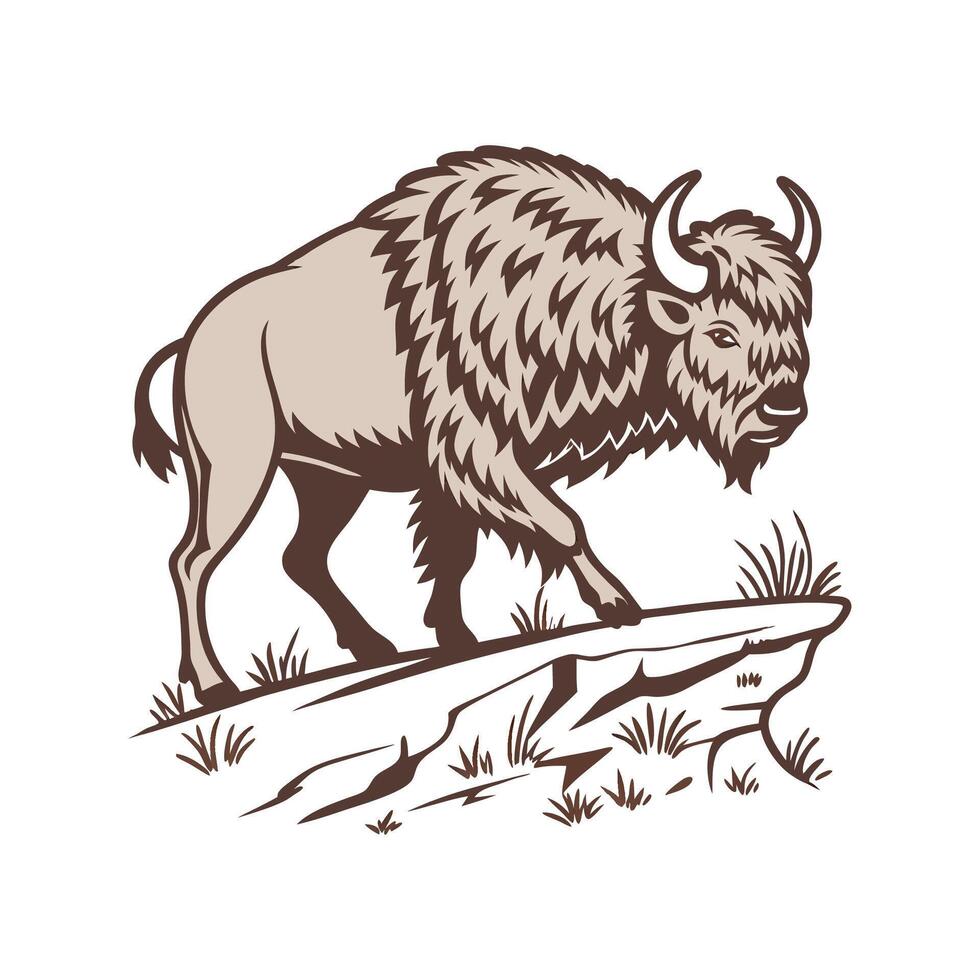 Majestic Eurasian Bison Posed on Clean Background vector