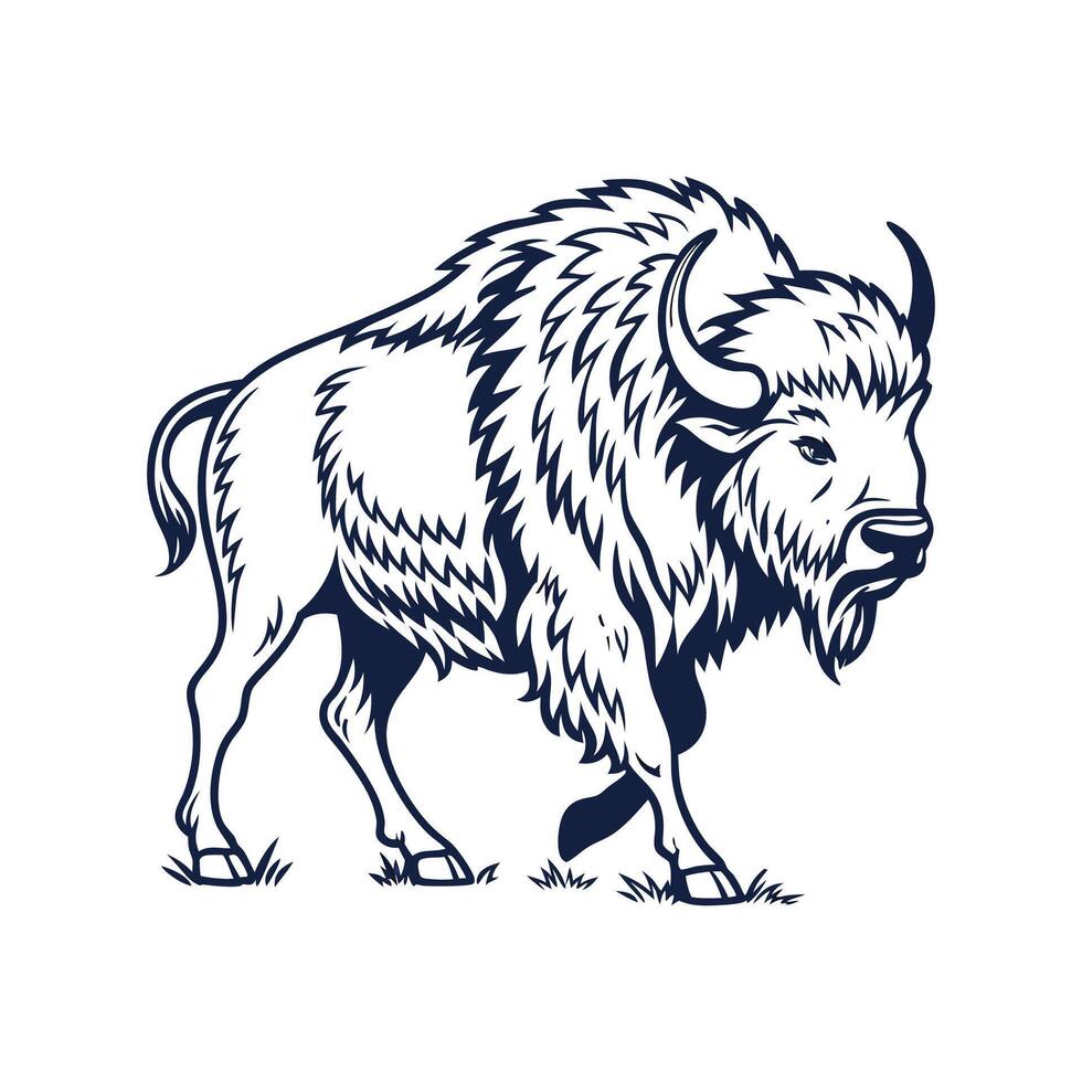 Regal Eurasian Bison on White Surface vector