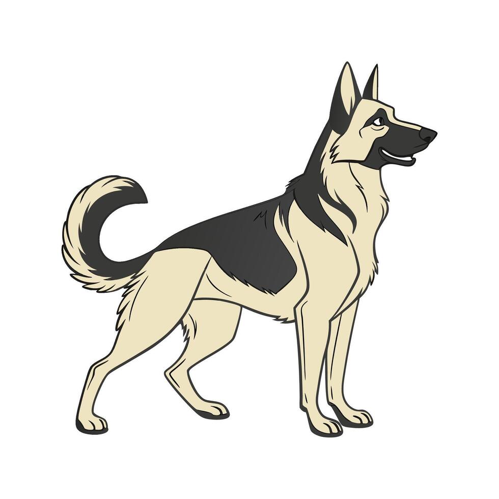 Loyal German Shepherd on White Surface vector