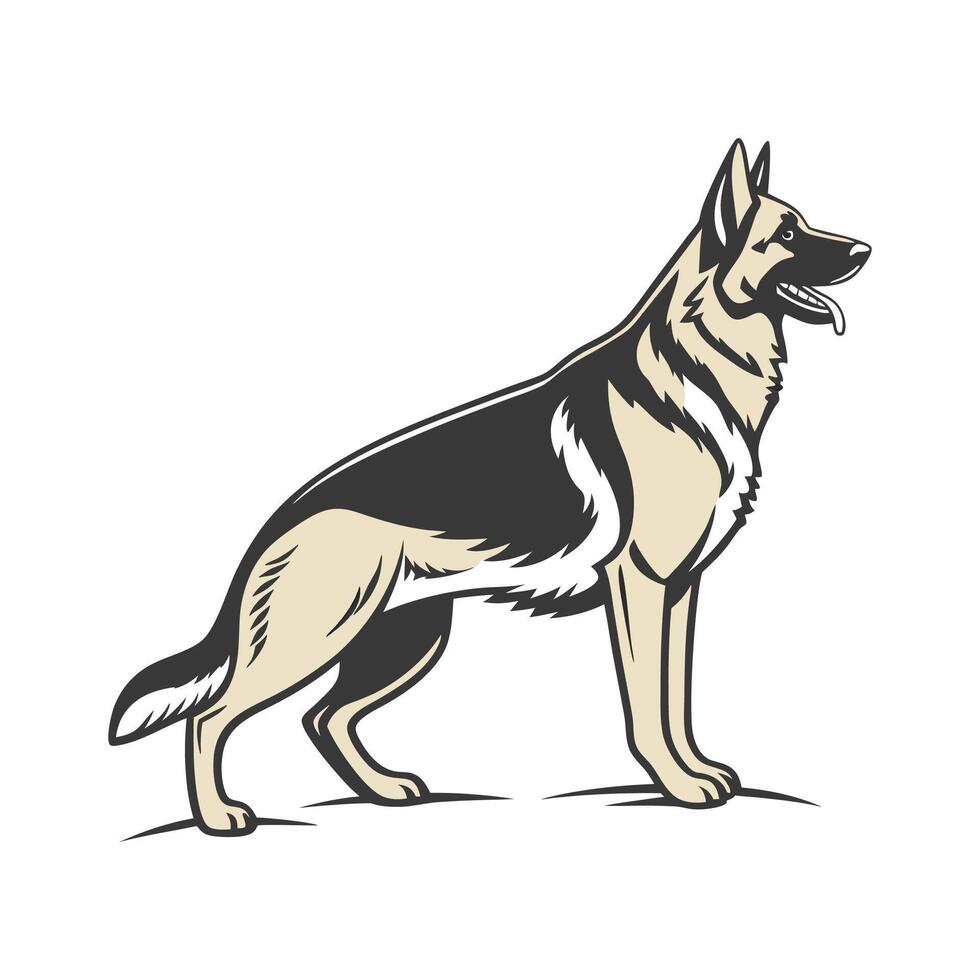 Dynamic German Shepherd against White Background vector