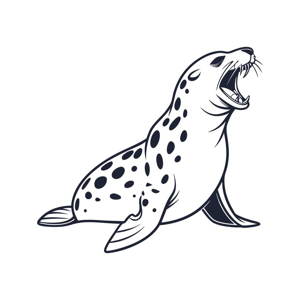 Leopard Seal in White Background vector