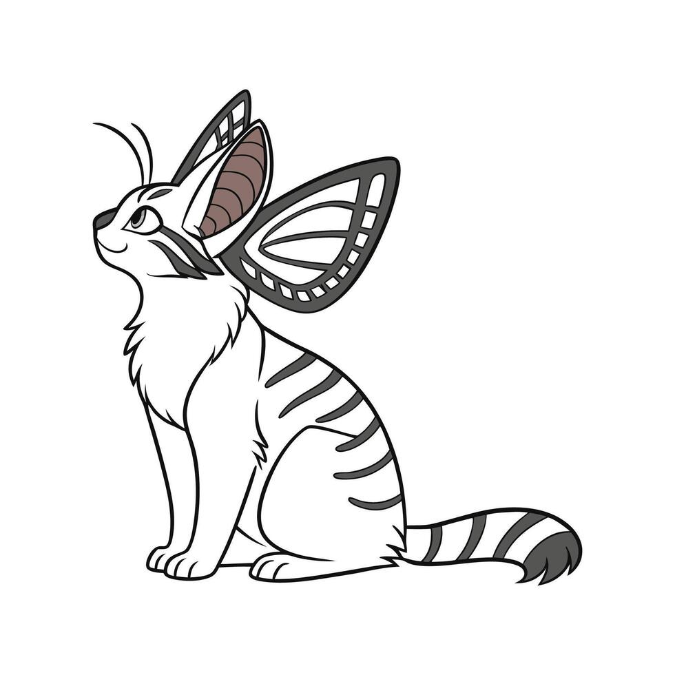 Charming Papillon with Manx Cat vector