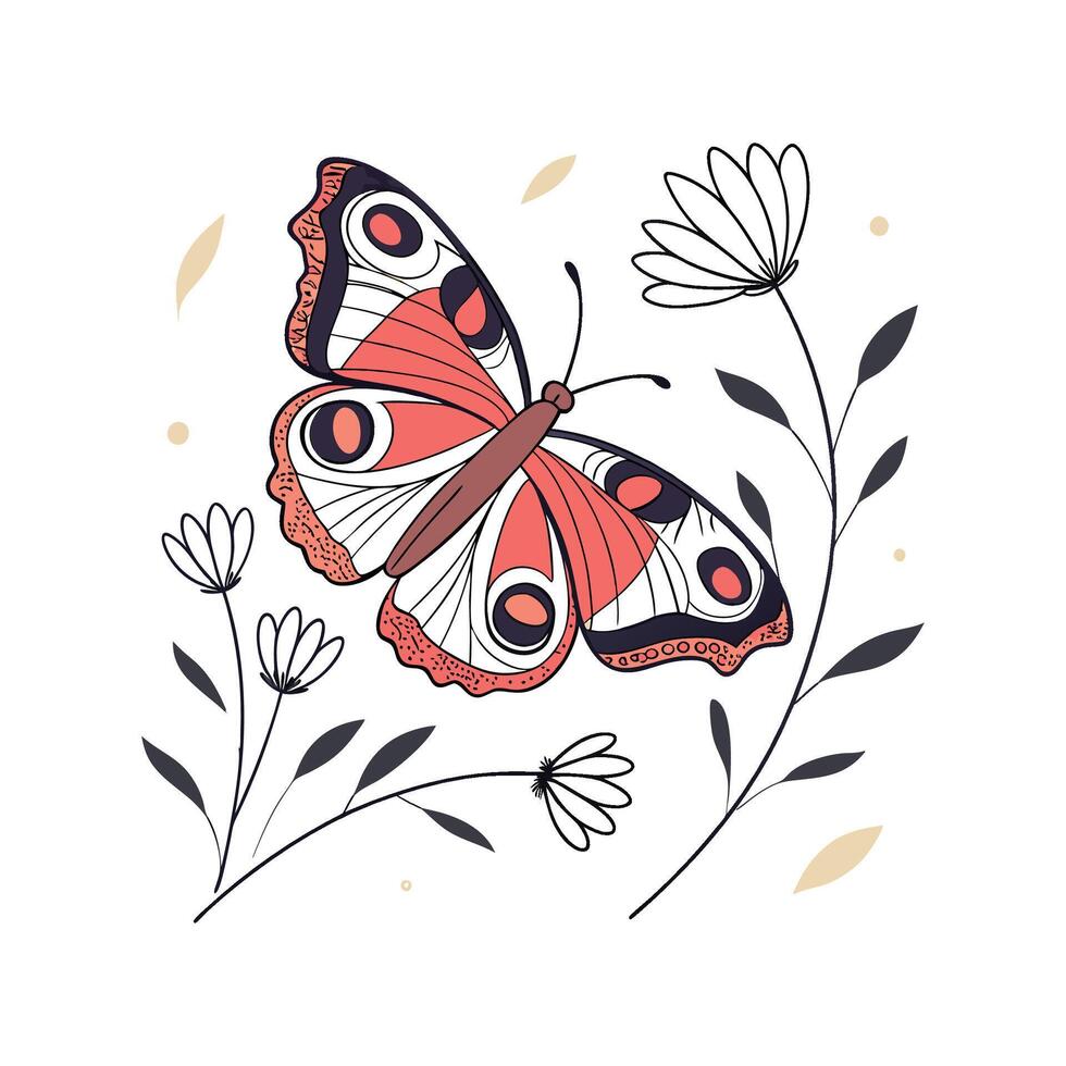 Papillon CloseUp on White vector