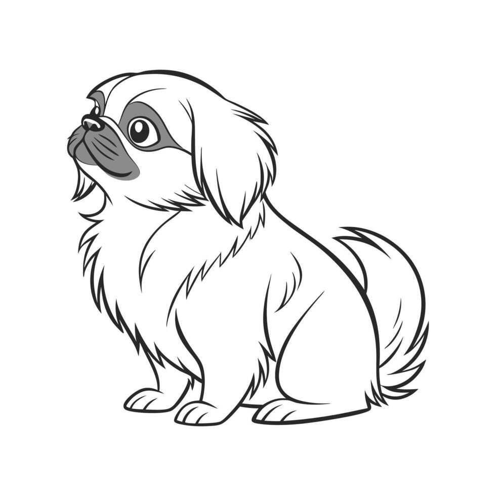 Pekingese CloseUp Illustration vector