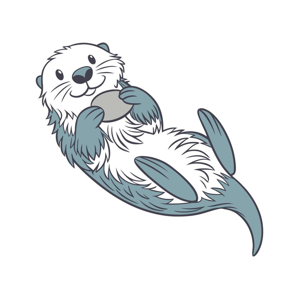 Sea Otter on White Background vector