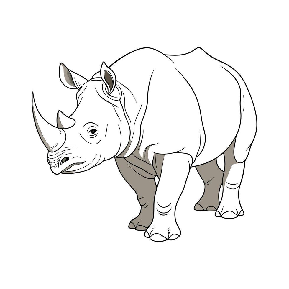 Charming Sumatran Rhino vector