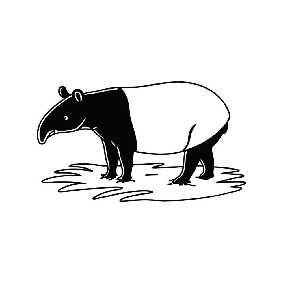 Regal Tapir Enjoying Its Surroundings vector