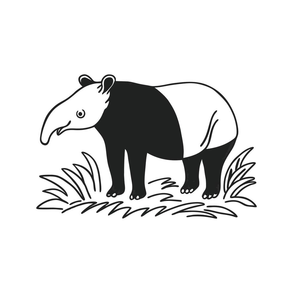 Charming Tapir Curiously Exploring vector