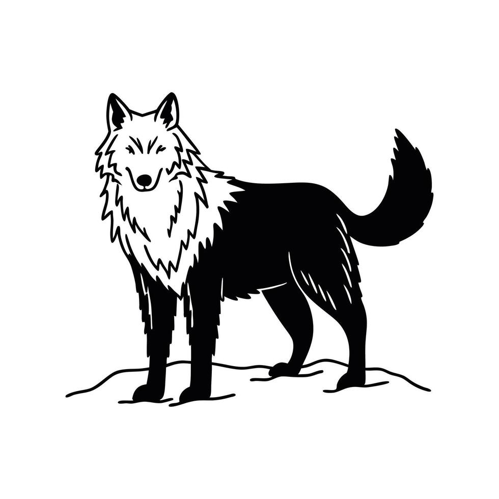 Gentle Gray Wolf Laying in Peace vector