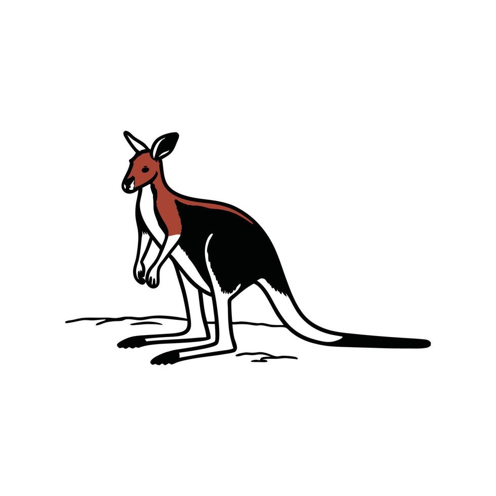 Regal Red Kangaroo Against White Canvas vector