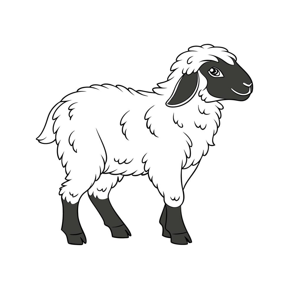 Realistic Valais Blacknose Sheep Colorful Illustration vector