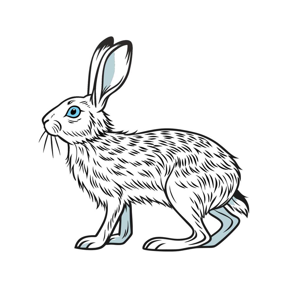 Cute Blue Rabbit Realistic Colorful Artwork vector