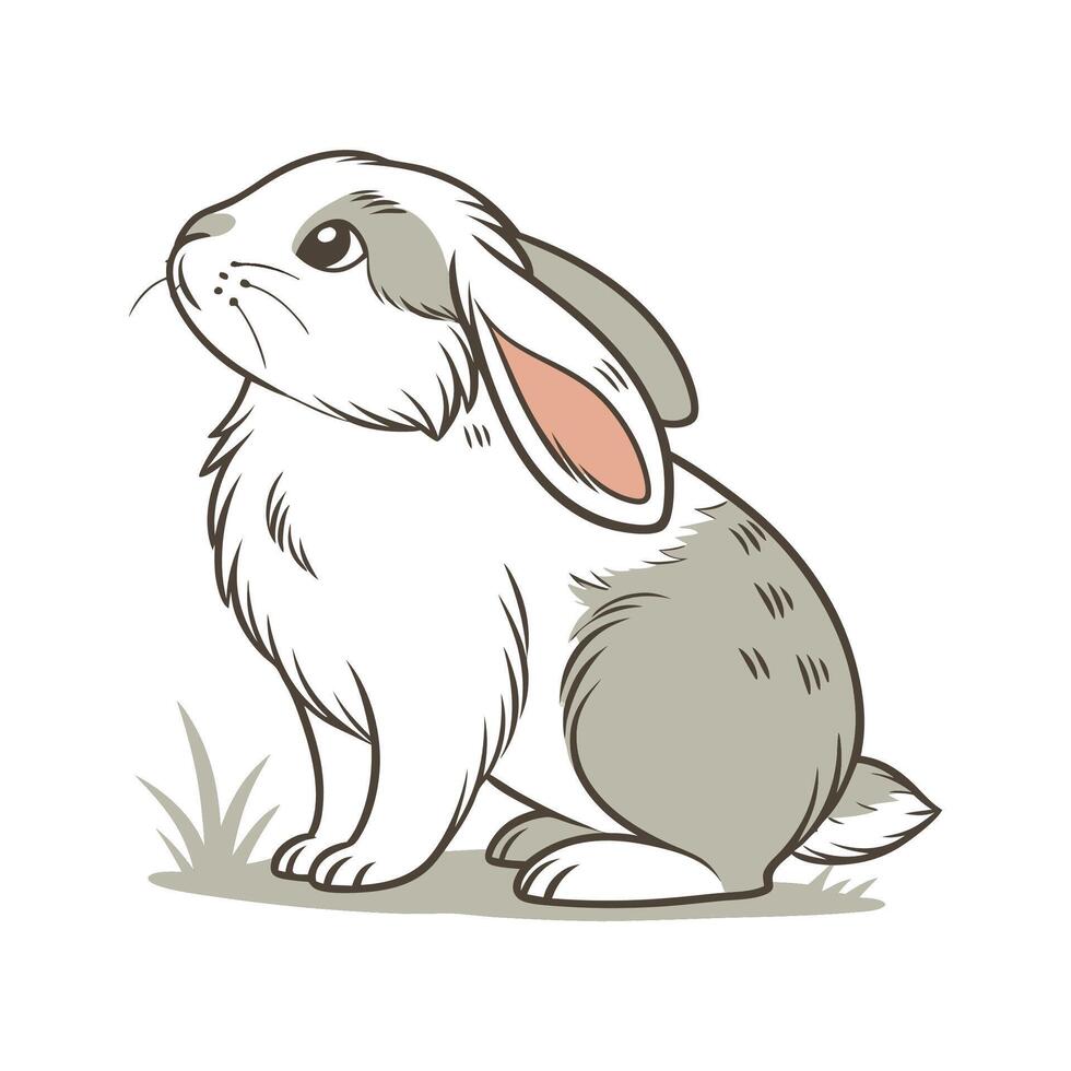 Cute Fuzzy Lop Rabbit in Vibrant Colors vector