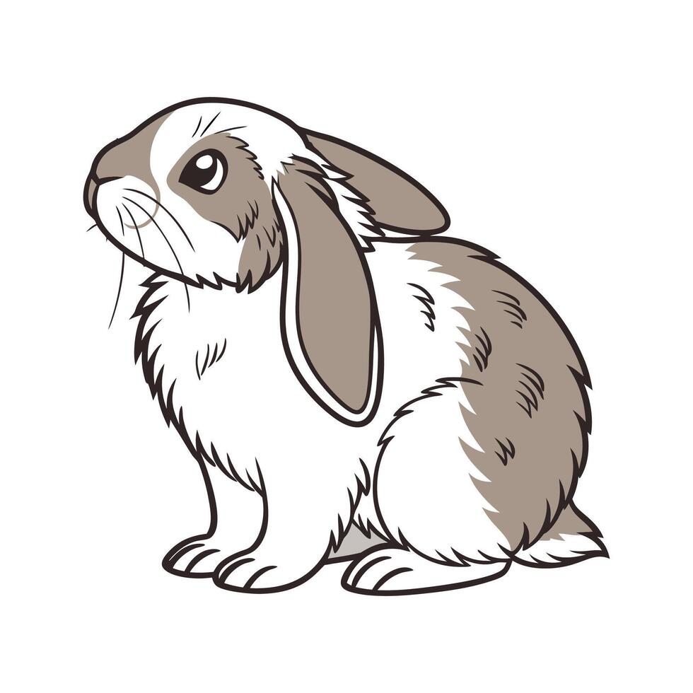 Vibrant Fuzzy Lop Rabbit Realistic Color Art vector