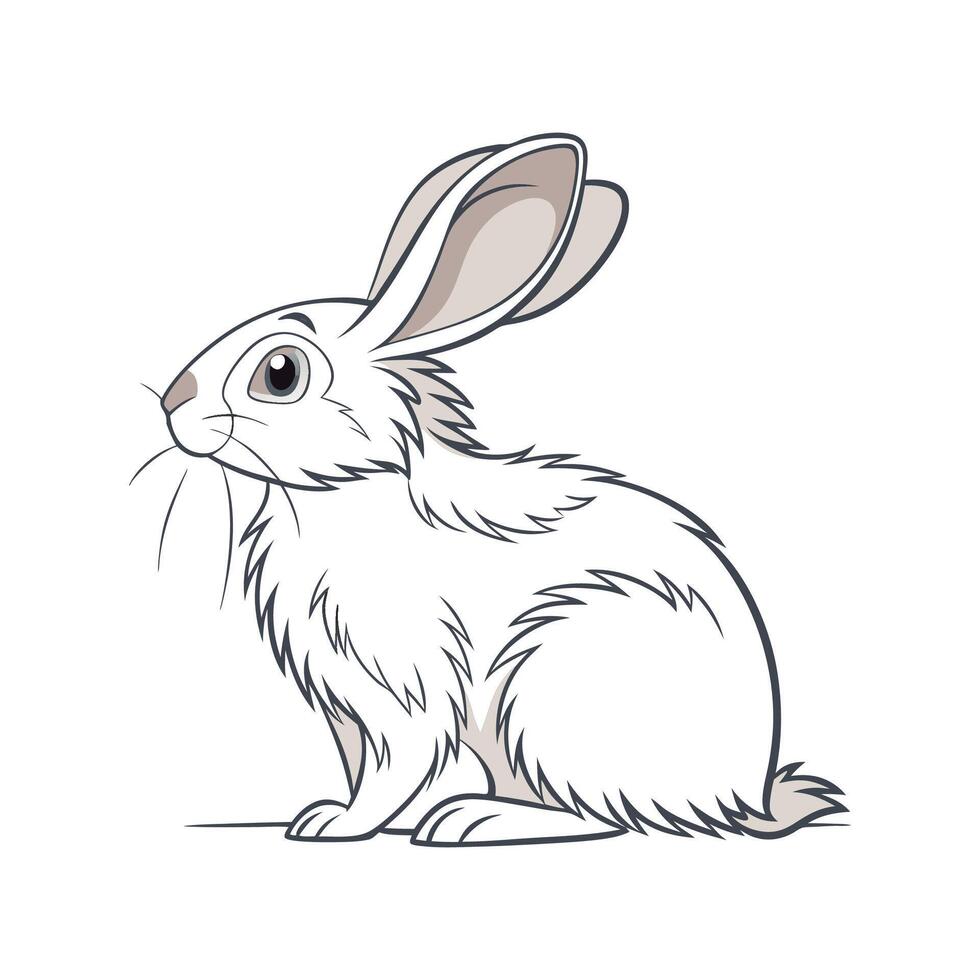Adorable Realistic Angora Rabbit Color Art vector