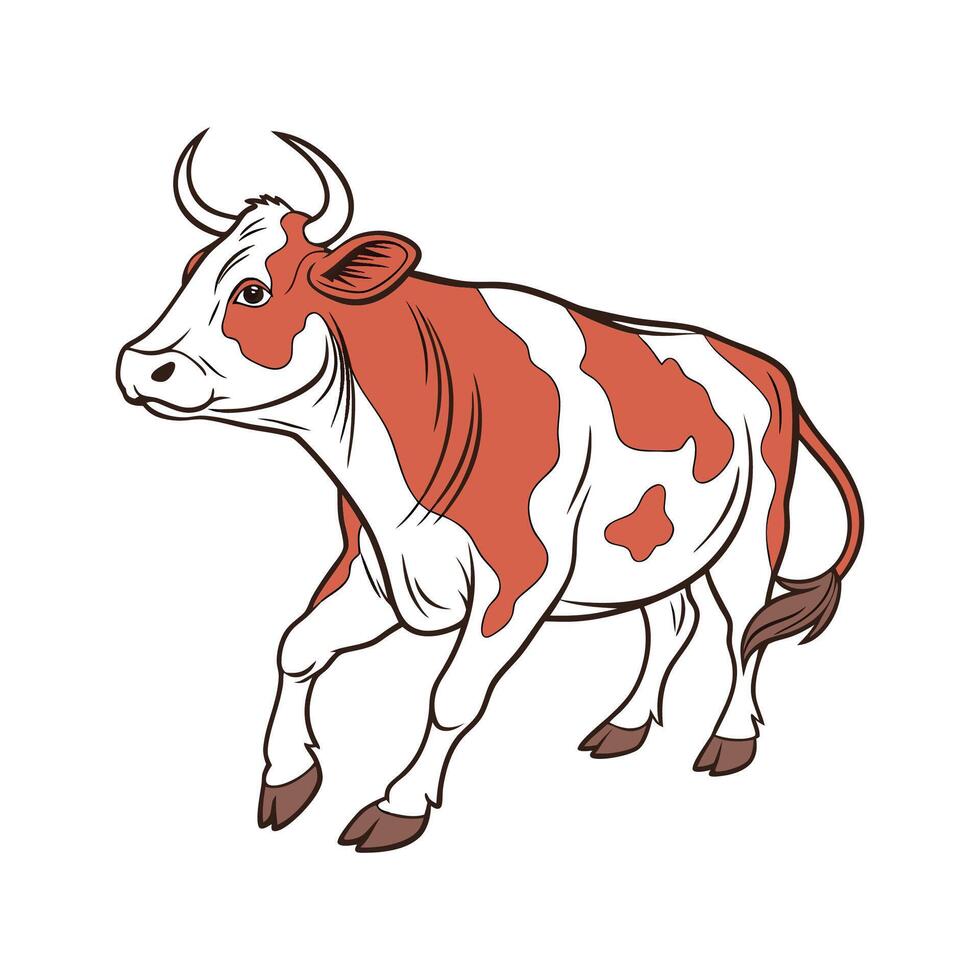 Charming Outline of Ayrshire Cow in Color vector