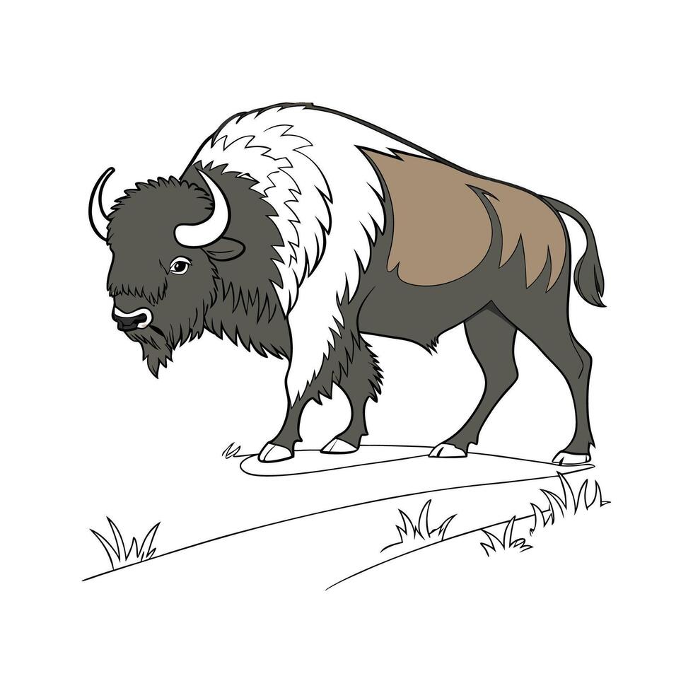 Stylish Buffalo Outline in Vibrant Realistic Colors vector