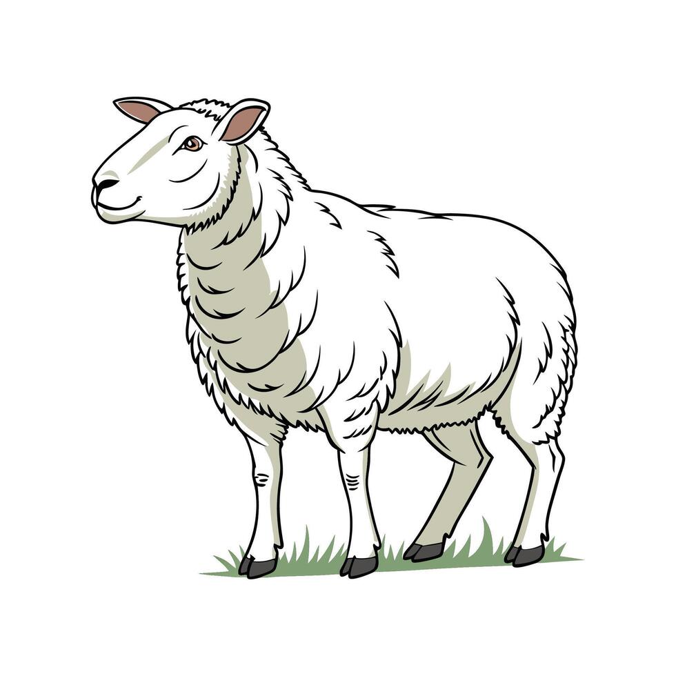 Elegant Realistic Color Illustration of Cheviot Sheep vector