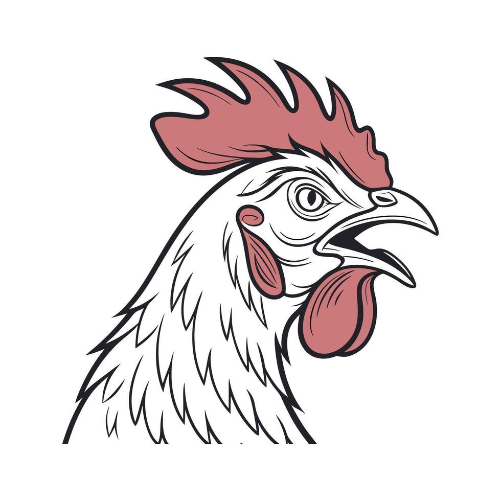 Elegant Realistic Outline of Chicken in Colors vector