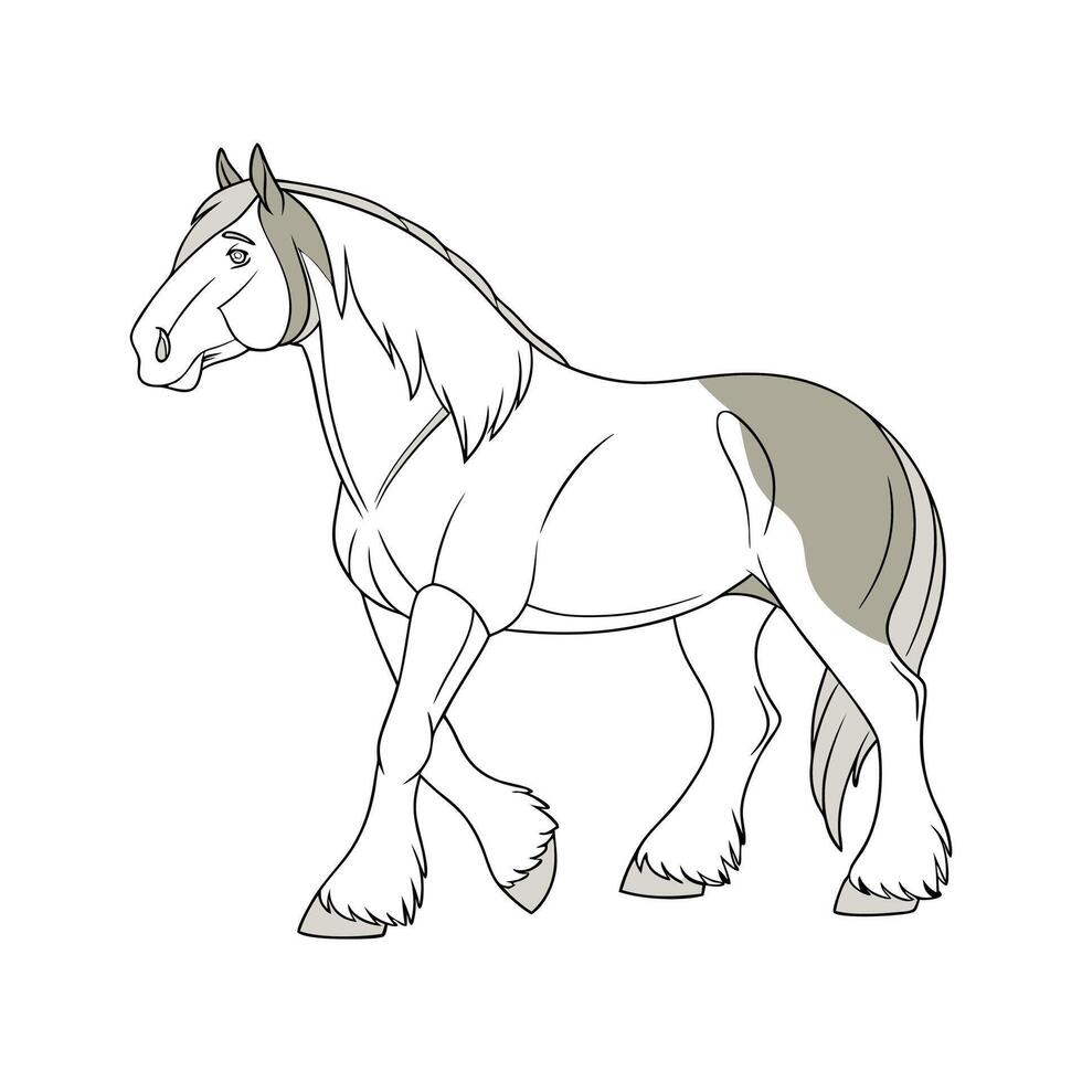 Charming Realistic Color Illustration of Clydesdale Horse vector