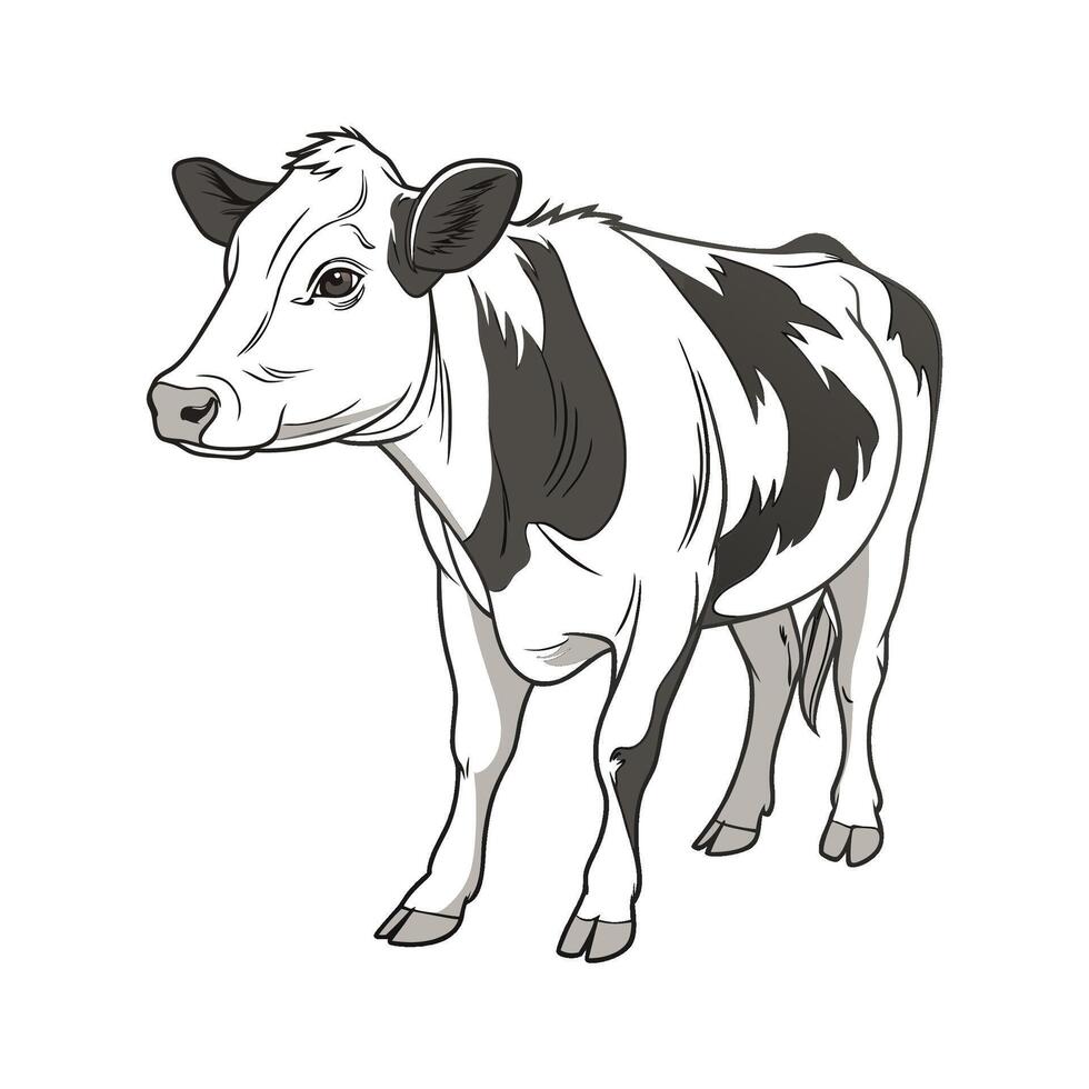 Charming Cow with Realistic Outline Illustration vector