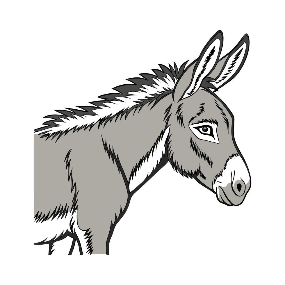 Elegant Donkey in Vibrant Outline Color vector