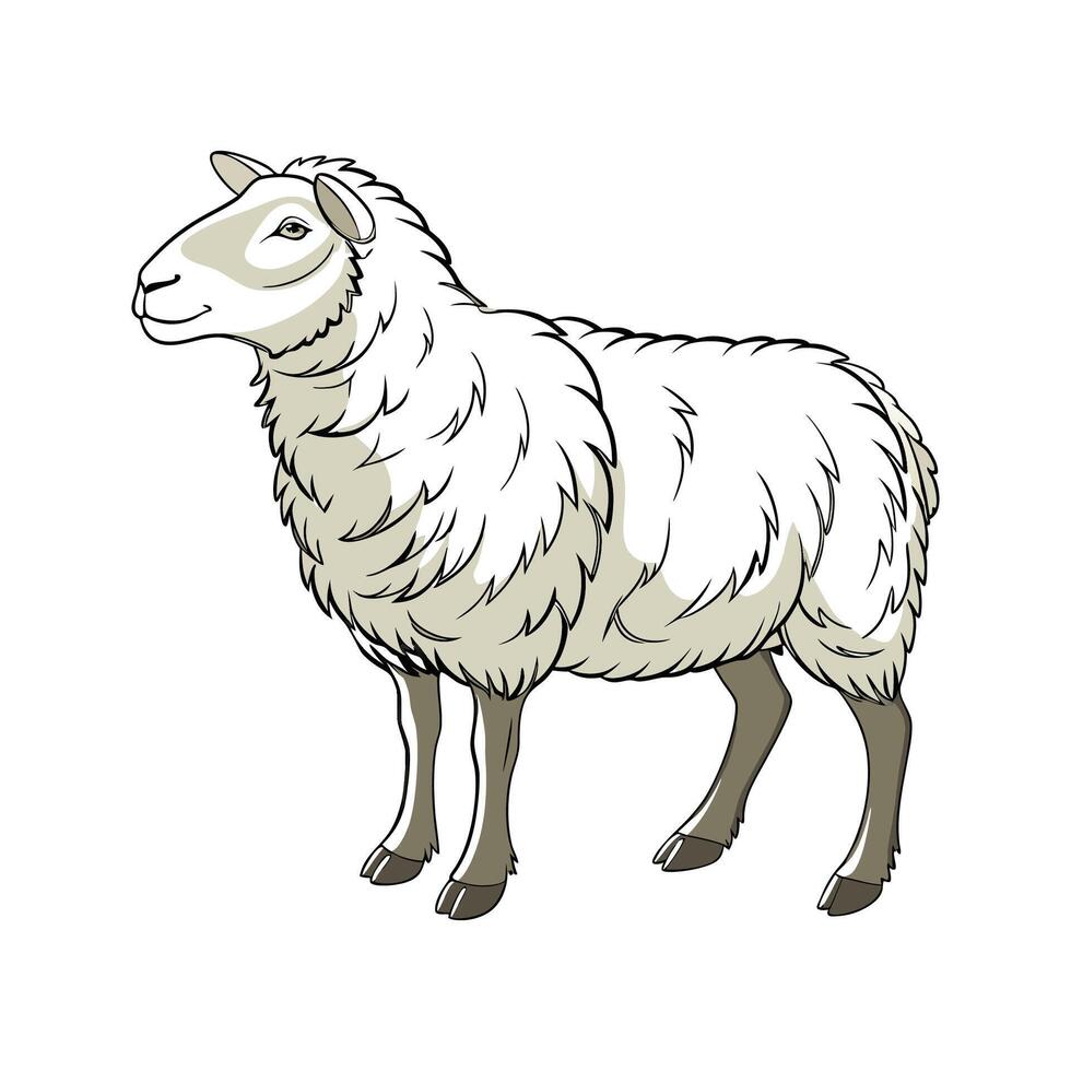 Stylish Dorset Sheep in Vibrant Outline Colors vector