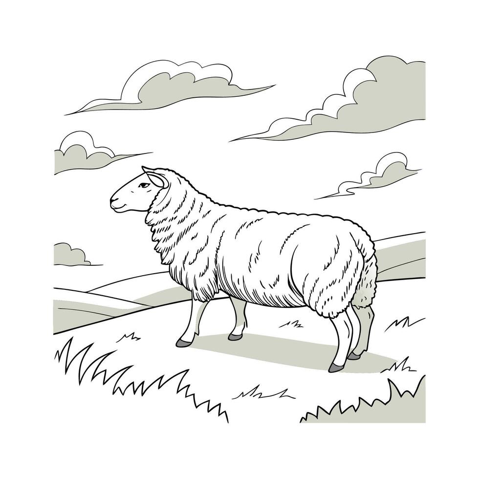 Captivating Dorset Sheep in Realistic Outline Art vector