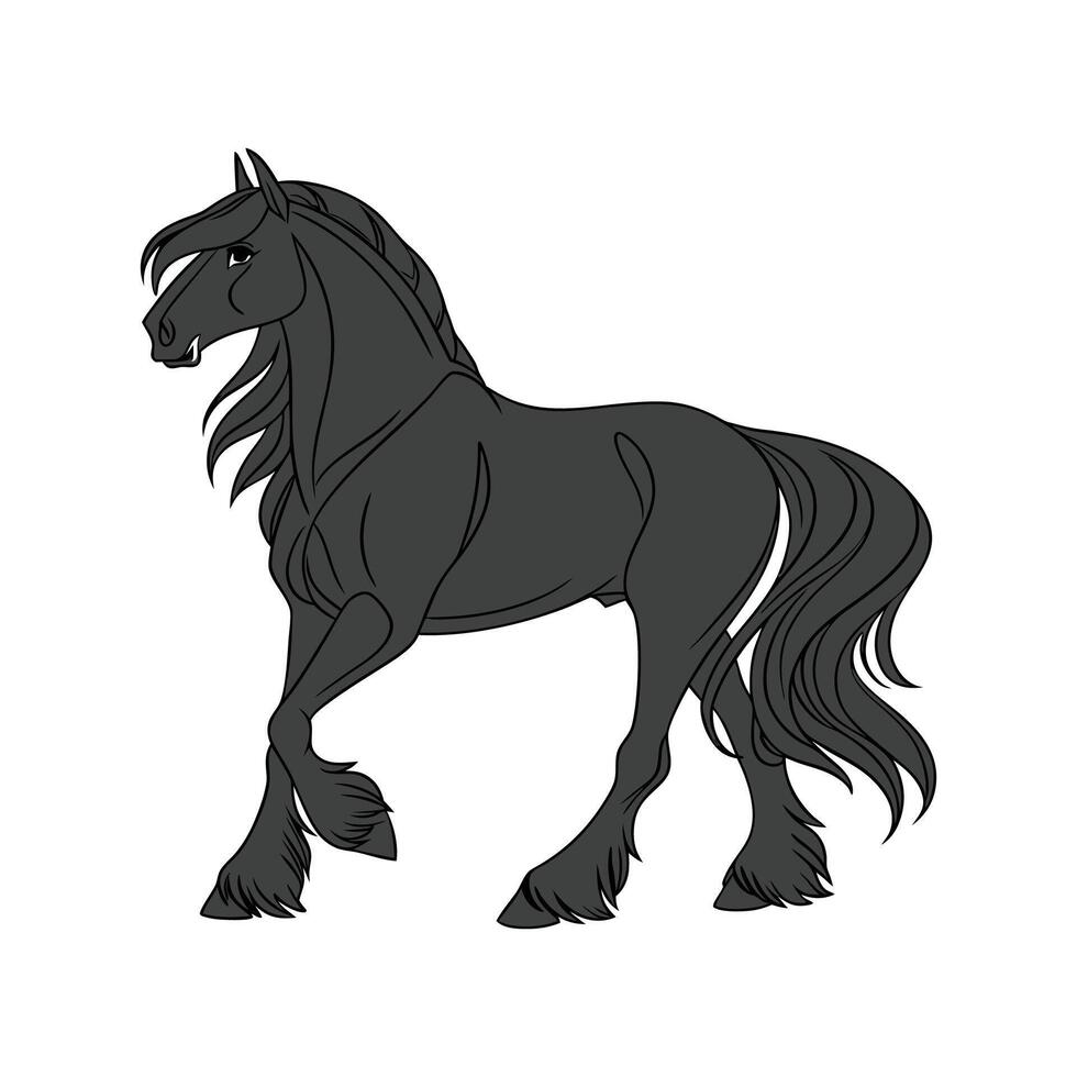 Captivating Friesian Horse in Realistic Colors vector
