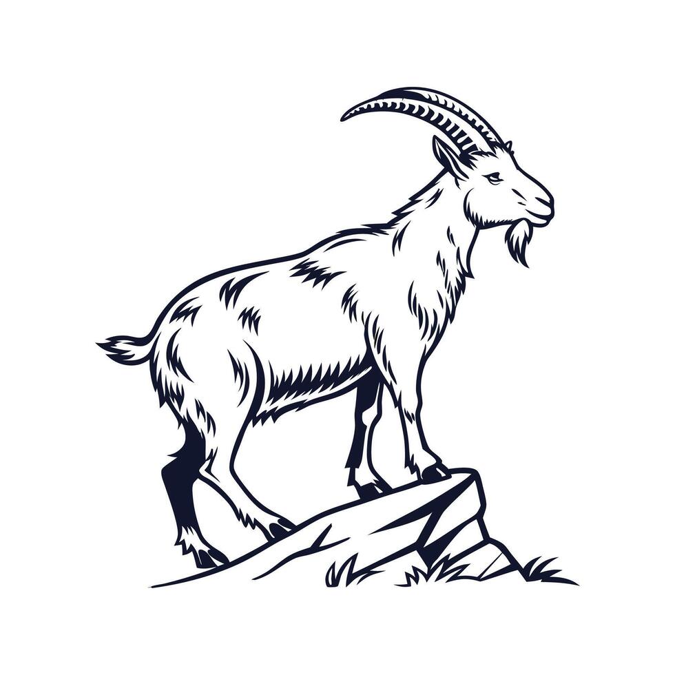 Captivating Goat in Bold Outline Style vector