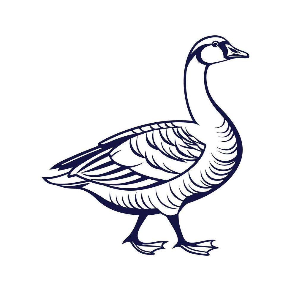 Charming Bold Outline Goose Illustration vector