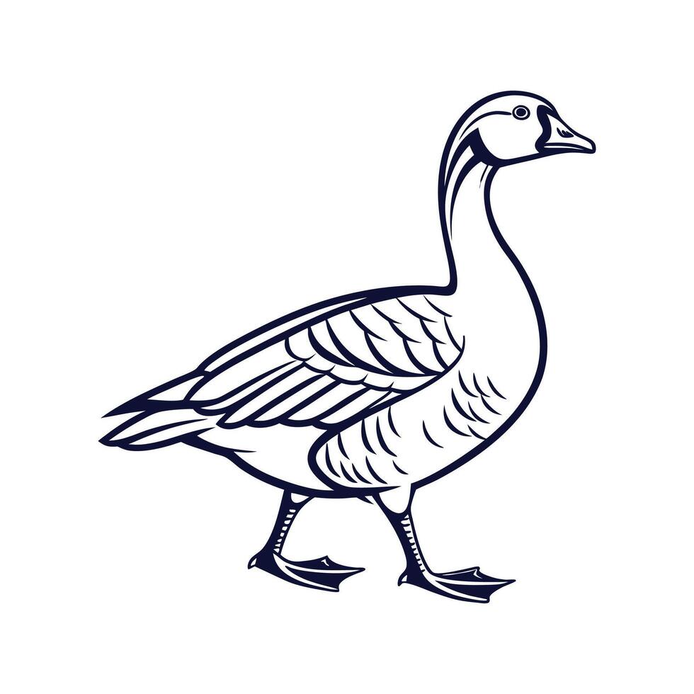 Captivating Outline Goose Illustration vector