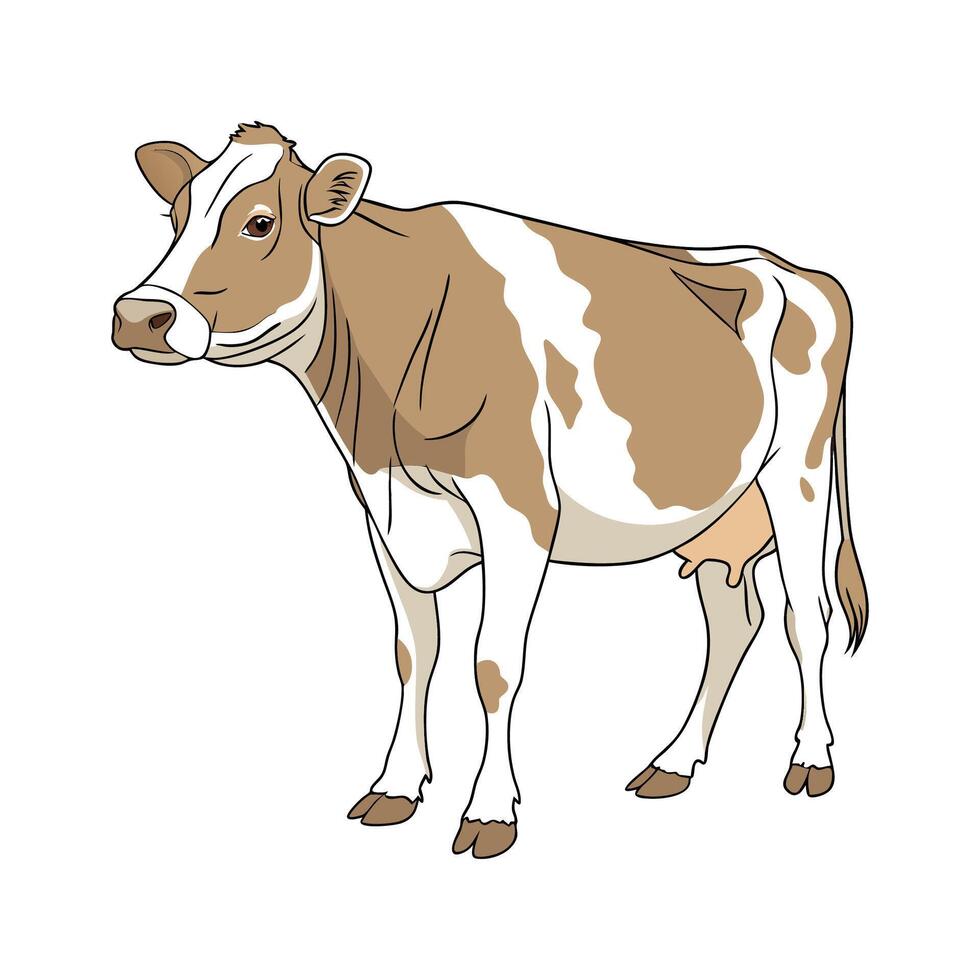 Vibrant Jersey Cow Realistic Color Illustration Design vector