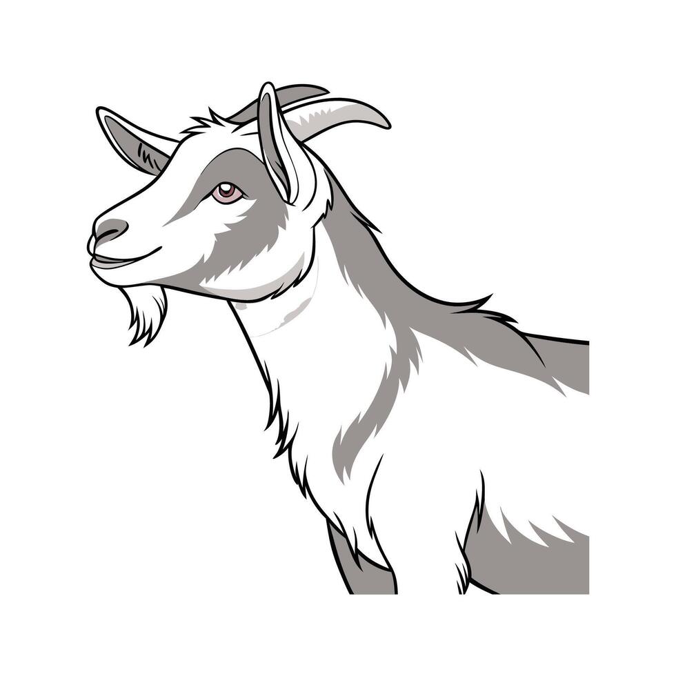 Creative LaMancha Goat Realistic Color Illustration with Style vector