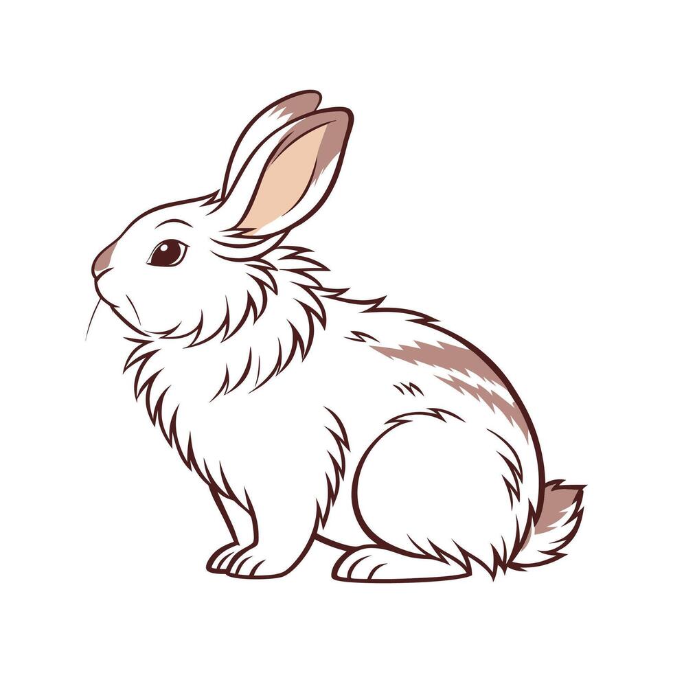 Artistic Lionhead Rabbit Color Illustration with Detail vector