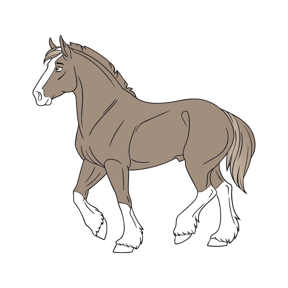 Vibrant Percheron Horse Realistic Color Illustration vector